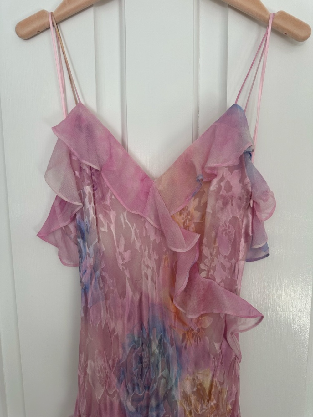 LoveShack Fancy Rialto Ruffled Silk-Blend Maxi Slip Dress NWT